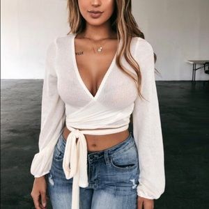 NWOT cream wrap top